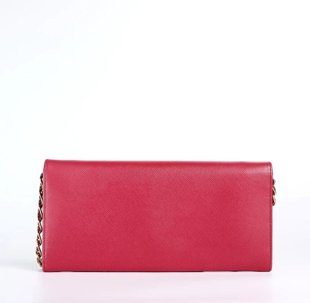 Prada Saffiano Leather Wallet On Chain Pink image 3